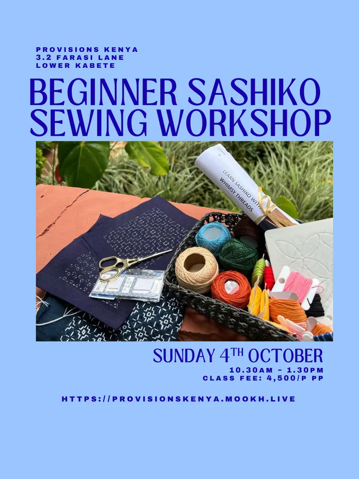 Poster for Beginner Sashiko Sewing Workshop
